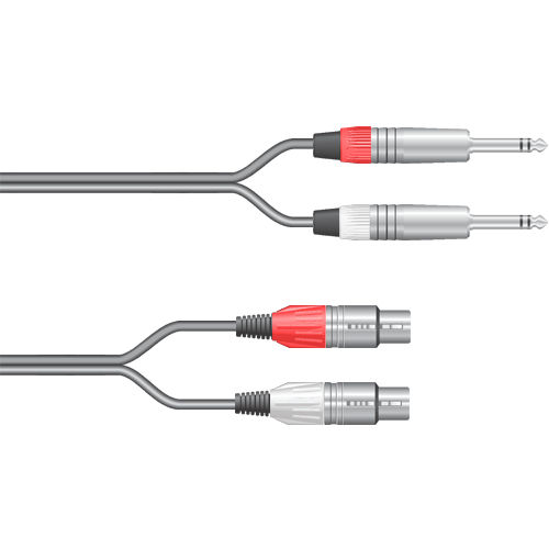 Musikerkabel.de R000114 Stereokabel 2x Klinke 6,3mm - 2x XLR female symmetrisch 0,5m