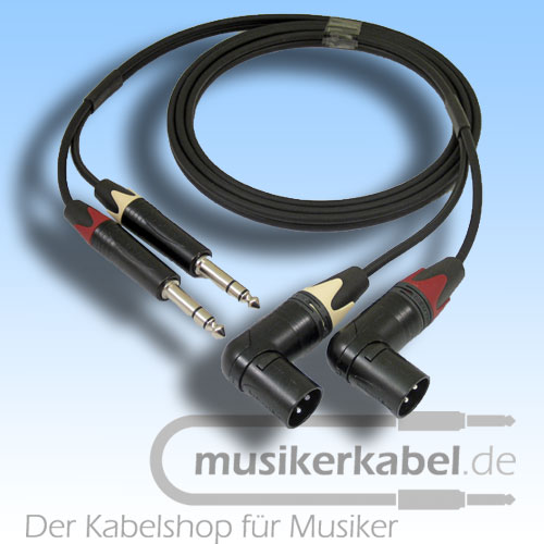 Musikerkabel.de R000120 Stereokabel 2x Klinke 6,3mm - 2x XLR male gewinkelt symm. 1,0m