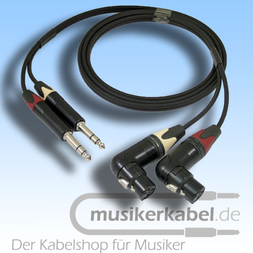 Musikerkabel.de R000126 Stereokabel 2x Klinke 6,3mm - 2x XLR fem. gewinkelt symm. 1,5m