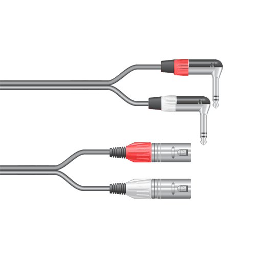 Musikerkabel.de R000129 Stereokabel 2x Klinke 6,3mm gew. - 2x XLR male symmetrisch 0,5m