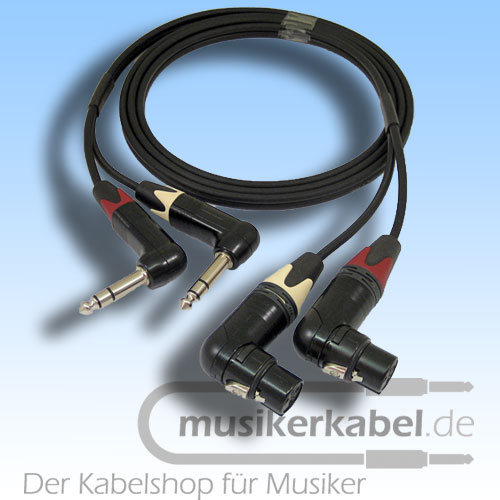 Musikerkabel.de R000144 Stereokabel 2x Klinke 6,3mm gew. - 2x XLR fem. gew. symm. 0,5m