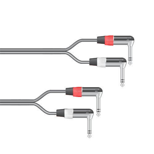 Musikerkabel.de R000155 Stereokabel 2x Klinke 6,3mm gew. - 2x Klinke 6,3 gew. sym. 1,0m