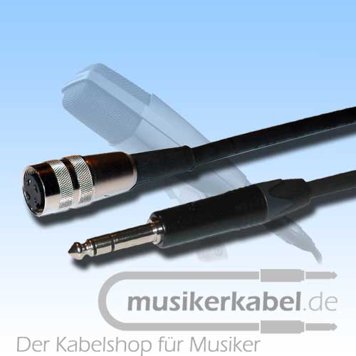 Musikerkabel.de R000231 DIN-Kupplung 3pol. M16-Verr. an Klinke 6,3mm sym., hochw., 1m