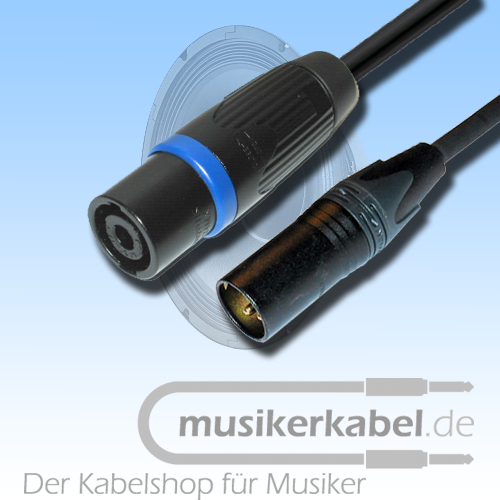 Musikerkabel.de R000236 XLR-Stecker 3pol. male, Speakonstecker male, 25cm, 2,5qmm