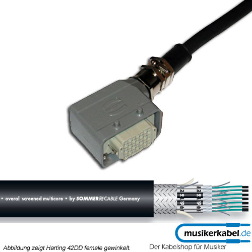 Musikerkabel.de R000442 8 Kanal Multicore, Harting 24DD male, gewinkelt, offenes Ende, SC-Transfer 5m