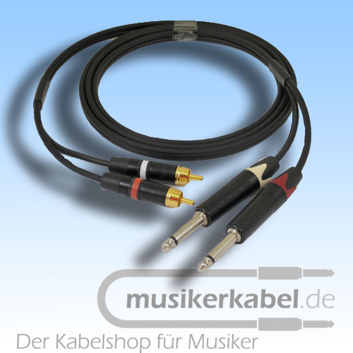 Musikerkabel.de R000967 Stereokabel 2x Cinch - 2x Klinke 6,3mm 0,5m