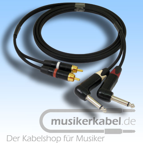 Musikerkabel.de R000972 Stereokabel 2x Cinch - 2x Klinke 6,3mm gewinkelt 0,5m