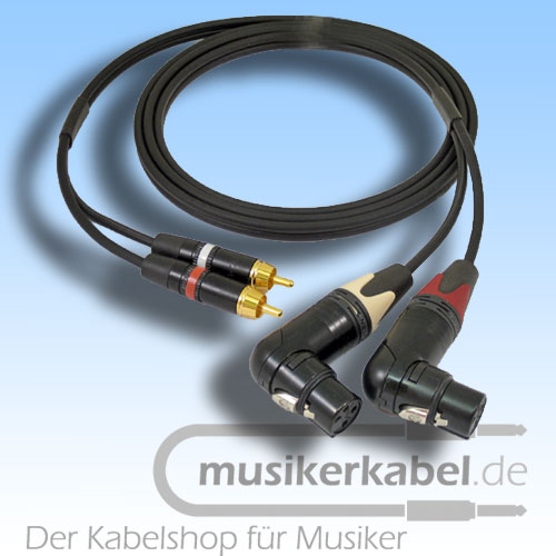 Musikerkabel.de R000977 Stereokabel 2x Cinch - 2x XLR female gewinkelt 0,5m