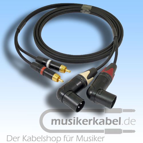 Musikerkabel.de R000982 Stereokabel 2x Cinch - 2x XLR male gewinkelt 0,5m