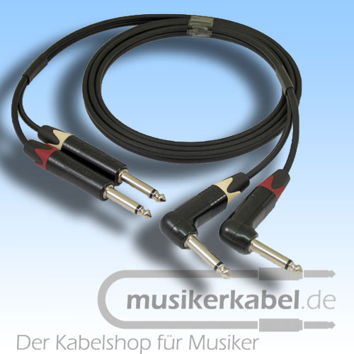 Musikerkabel.de R000987 Stereokabel 2x Klinke 6,3mm - 2x Klinke 6,3mm gewinkelt 0,5m