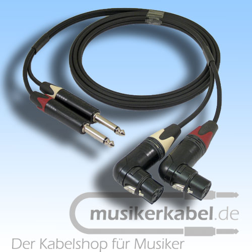 Musikerkabel.de R000992 Stereokabel 2x Klinke 6,3mm - 2x XLR fem. gew. unsymm. 0,5m