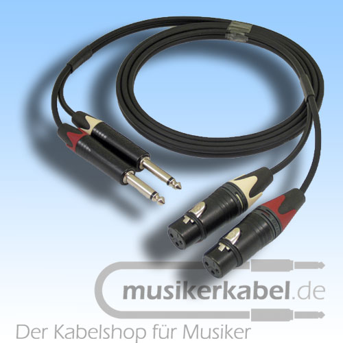 Musikerkabel.de R000997 Stereokabel 2x Klinke 6,3mm - 2x XLR female unsymmetrisch 0,5m