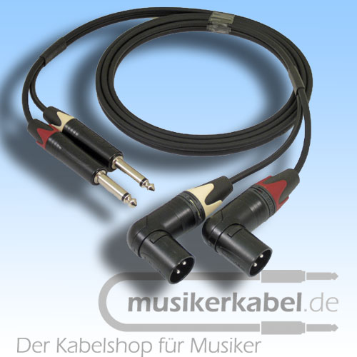 Musikerkabel.de R001002 Stereokabel 2x Klinke 6,3mm - 2x XLR male gew. unsymm. 0,5m