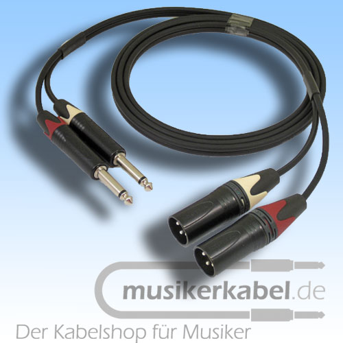 Musikerkabel.de R001007 Stereokabel 2x Klinke 6,3mm - 2x XLR male unsymmetrisch 0,5m