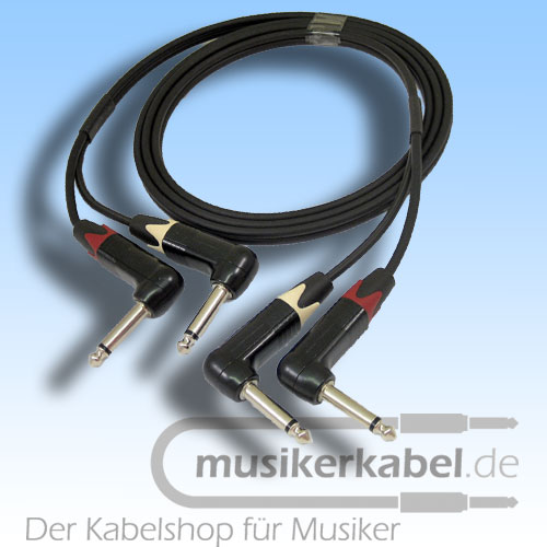 Musikerkabel.de R001012 Stereokabel 2x Klinke 6,3mm gew. - 2x Klinke 6,3mm gew. 0,5m