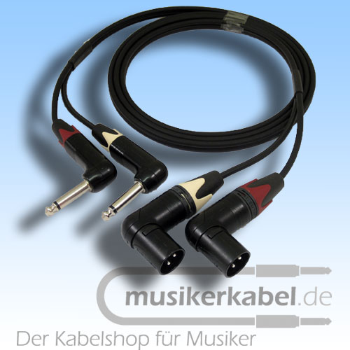 Musikerkabel.de R001027 Stereokabel 2x Klinke 6,3mm gew. - 2x XLR male gew. unsym. 0,5m