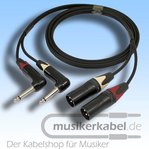 Musikerkabel.de R001032 Stereokabel 2x Klinke 6,3mm gew. - 2x XLR male unsymm. 0,5m