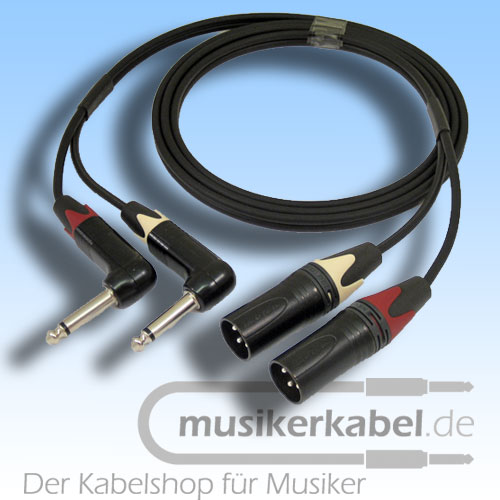 Musikerkabel.de R001034 Stereokabel 2x Klinke 6,3mm gew. - 2x XLR male unsymm. 1,5m
