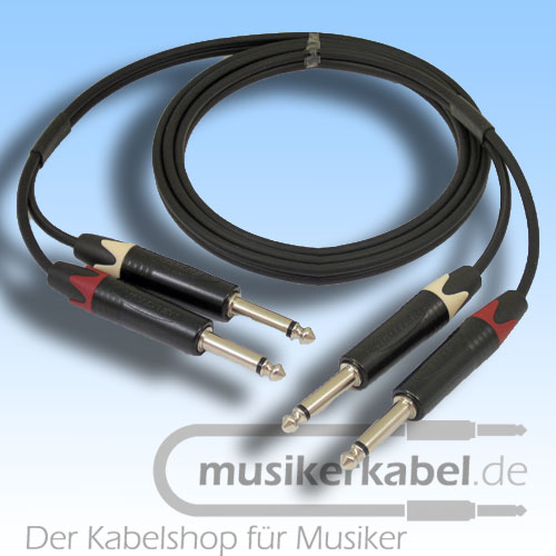 Musikerkabel.de R001037 Stereokabel 2x Klinke 6,3mm - 2x Klinke 6,3mm 0,5m