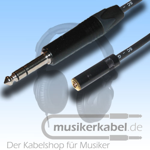 R001043 Klinkenverlängerung stereo 6,3mm male gerade, 3,5mm female 0,5m