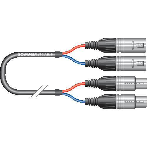 Sommer cable EL01-0100-425 2x XLR an 2x XLR, Multicore 4x 2,5qmm, 80cm Spleiß, 1m lang