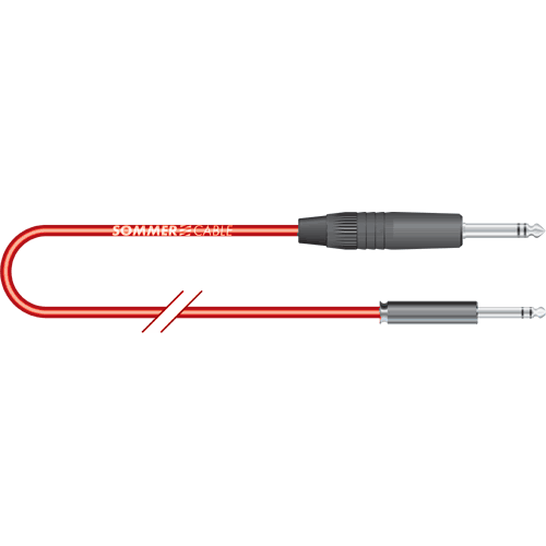 Sommer cable GO2H-0025-RT Klinke 6,3mm stereo an TT-Phone stereo, 0,25m rot