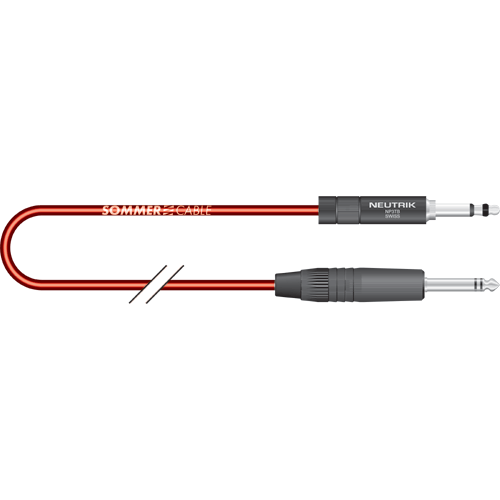 Sommer cable GO2R-0025-RT B-Gauge stereo an Klinkenstecker 6,3mm stereo, 0,25m rot
