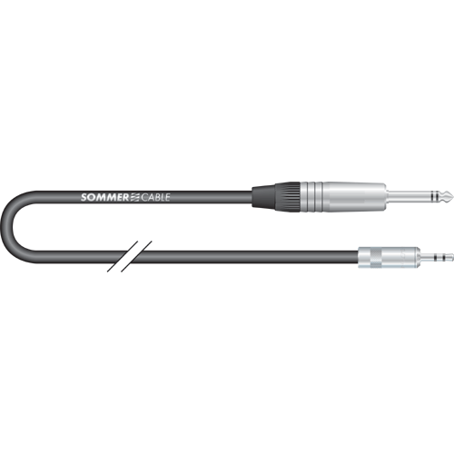 Sommer cable CS2E-0025-SW Klinke 3,5mm stereo an Klinke 6,3mm stereo, 0,25m schwarz